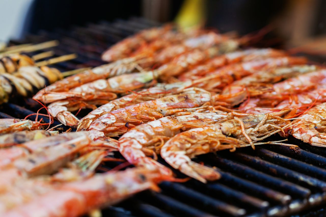 Chili Butterflied Prawn Skewers