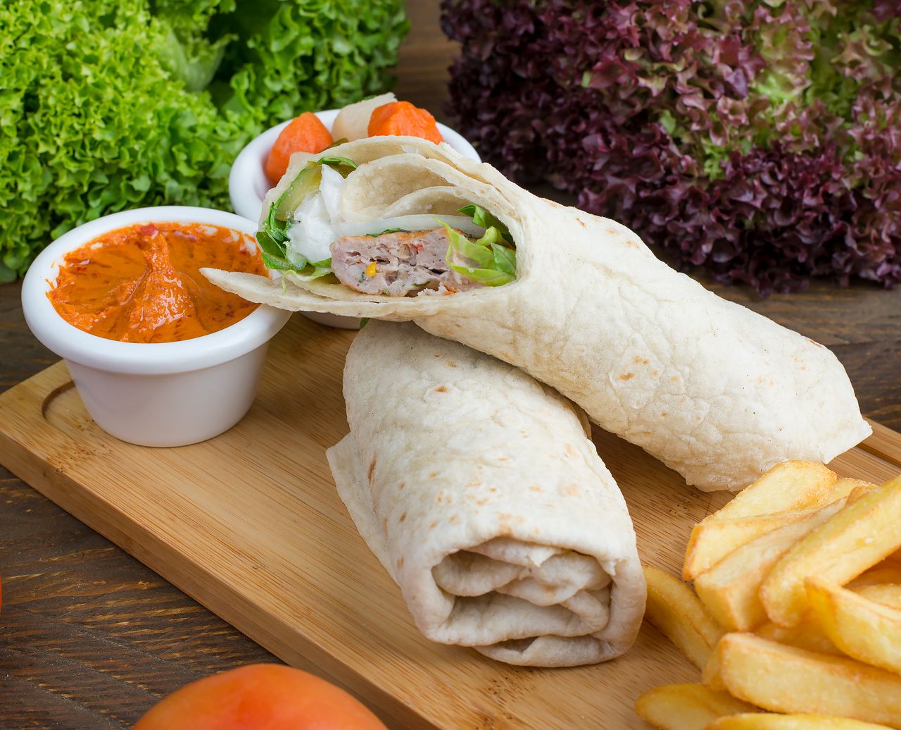 crispy tortilla kebab wraps