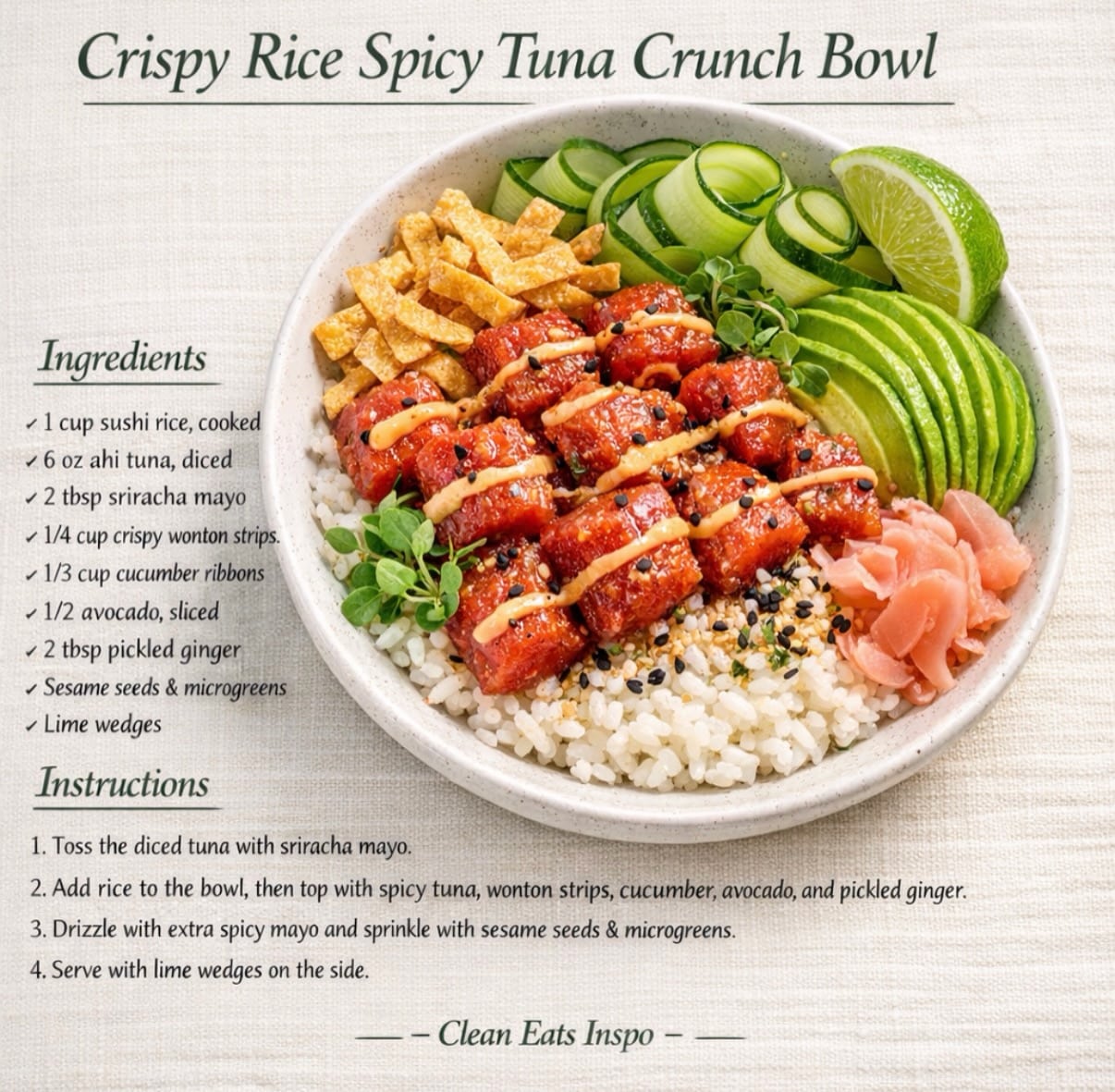 fresh and spicy tuna rice bowl labor day recipe reward