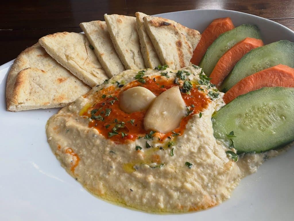 Homemade Hummus With Garlic And Homemade Pita Chips