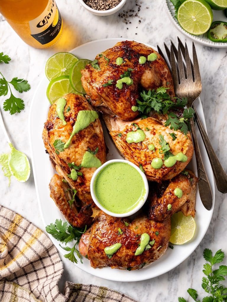 Peruvian-Inspired Roasted Chicken With Aji Verde Sauce 