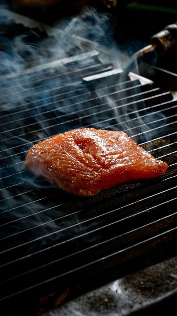 Salmon Over Charcoal Grill