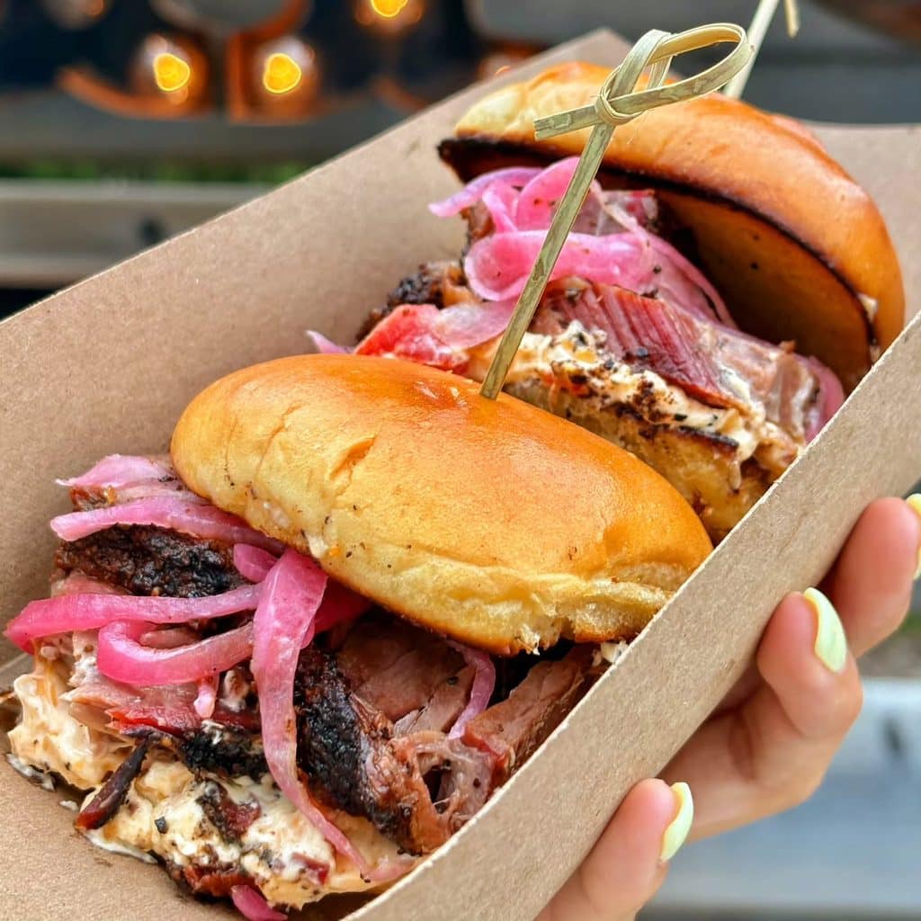 Smoked Brisket And Pickled Red Onion Sliders