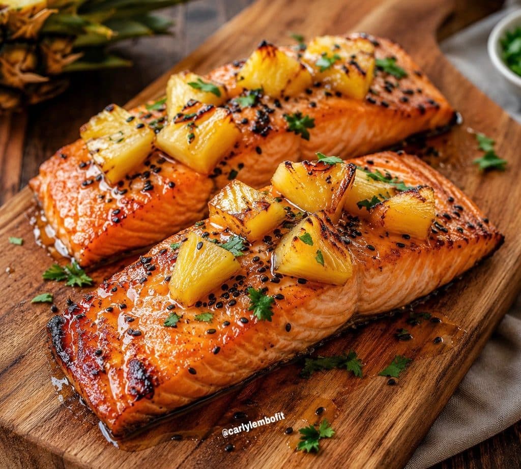 Sticky Pineapple Glazed Salmon