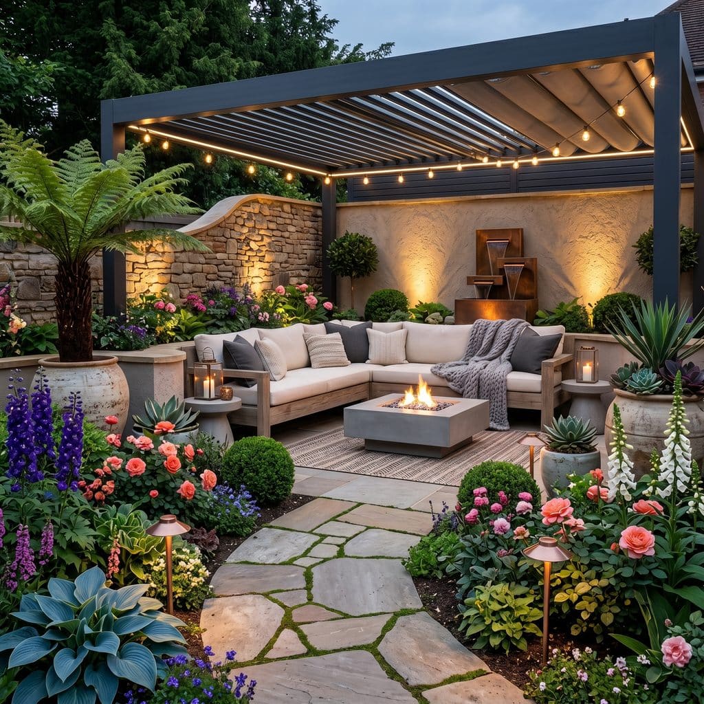 9 Stunning Modern Rustic Designs For The Ultimate Backyard Kitchen Build 3 The Cedar Pergola-Framed Outdoor Lounge