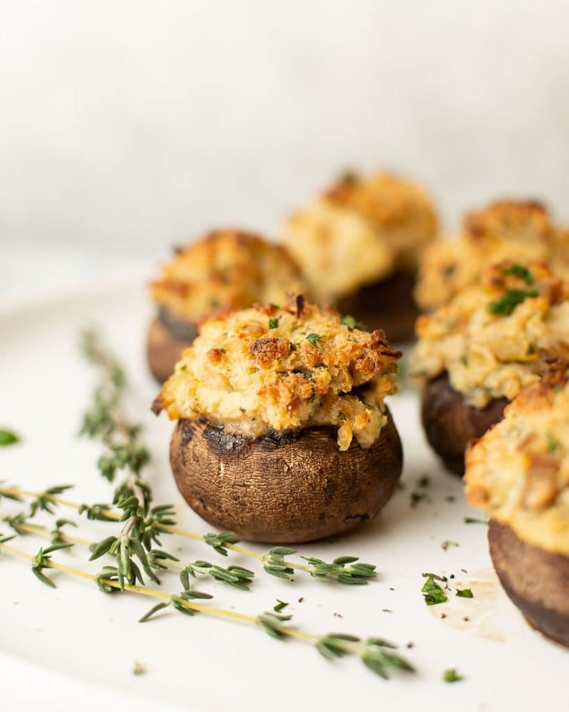 Warm Garlic Herb Stuffed Mushrooms