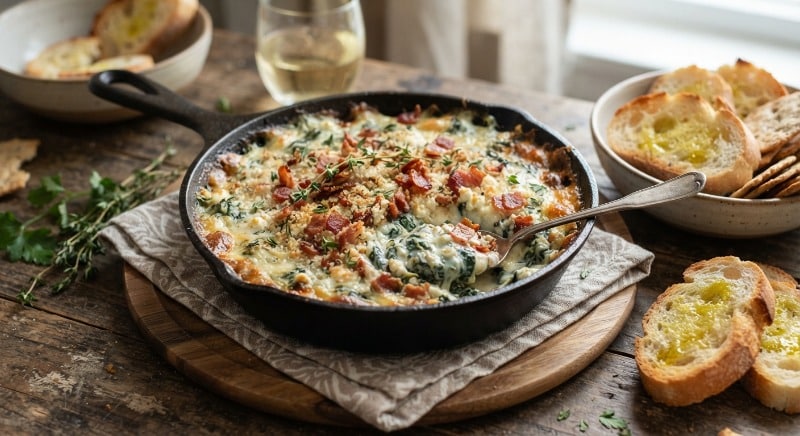 Warm Spinach Bacon And Goat Cheese Dip