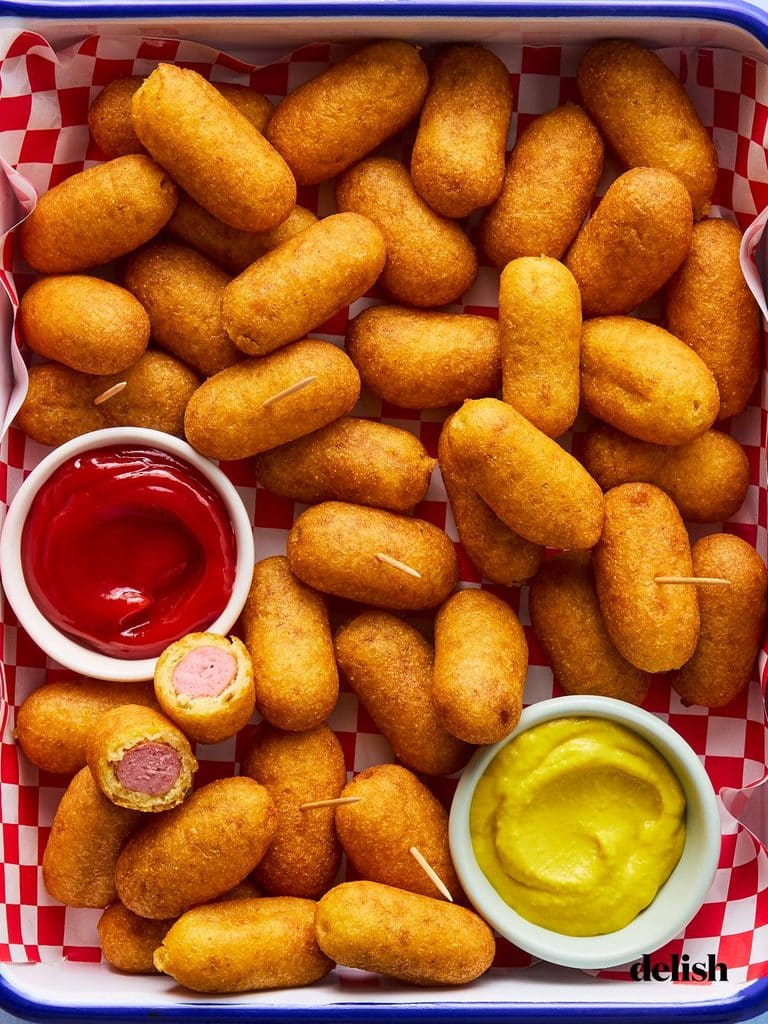 13 College Tailgating Food So Good, Everyone Will Crowd Around The Table 11 Beer-Buttered Mini Corn Dogs