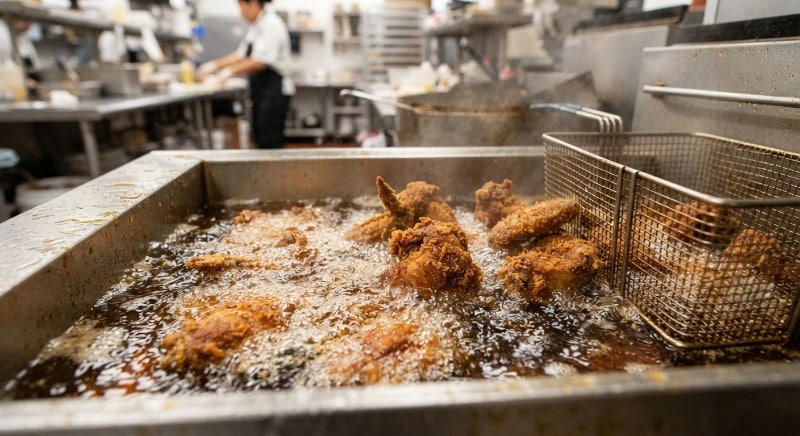 Chicken Being Deep-Fried In Oil