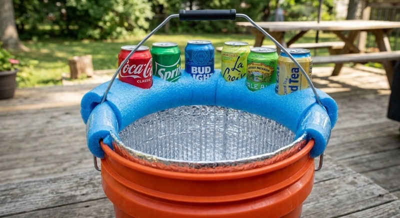 Diy Bucket Cooler With Built-In Cup Holders
