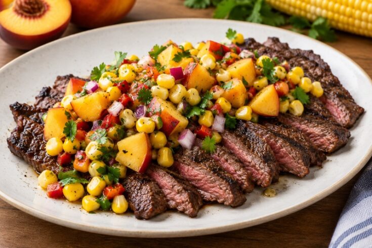 Grilled Skirt Steak With Peach Corn Salsa