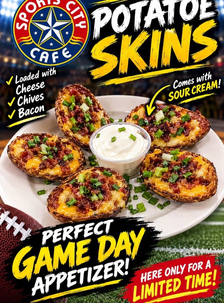 Loaded Potato Skins With Sour Cream And Chives
