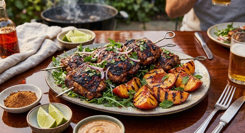Suya-Spiced Nectarines African Chicken Thighs Recipe
