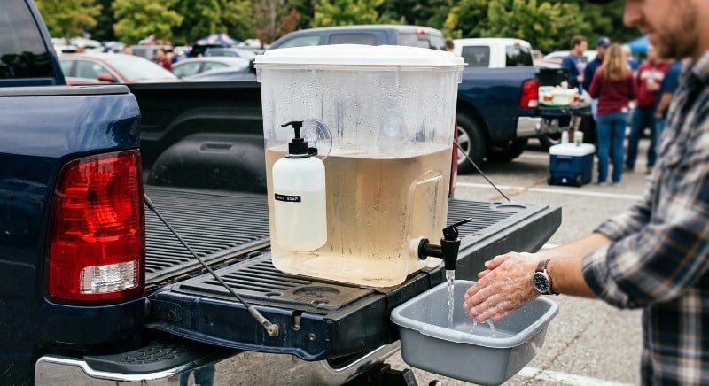 Upcycled Plastic Tub Handwashing Station