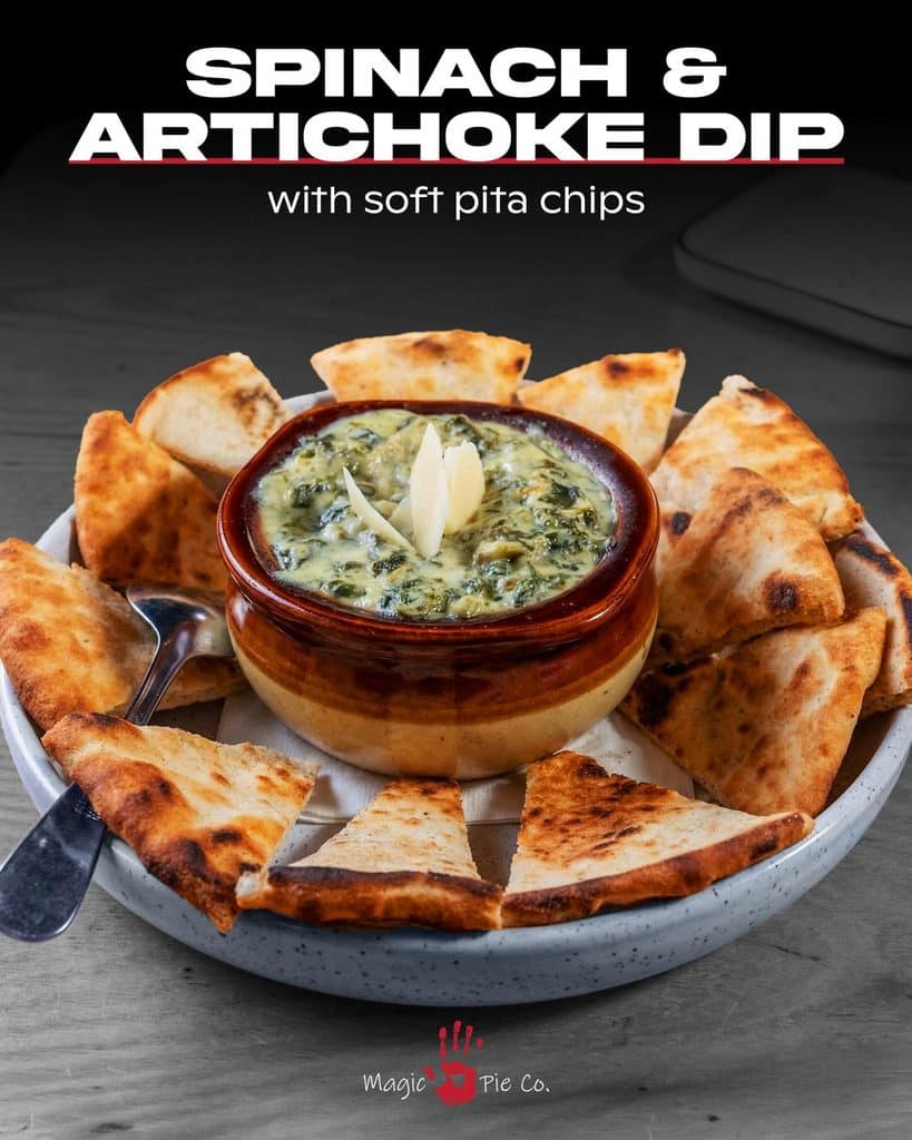 Warm Spinach And Artichoke Dip With Pita Chips