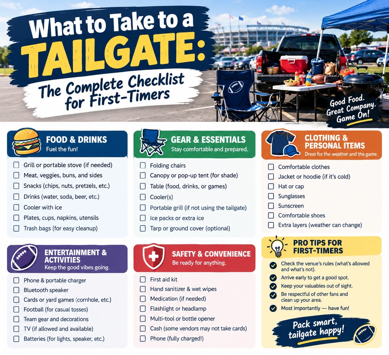 what to take to a tailgate event